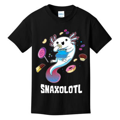 Snaxolotl Kawaii Axolotl Funny Food Lover Amphibian Pet  Kids T-Shirt