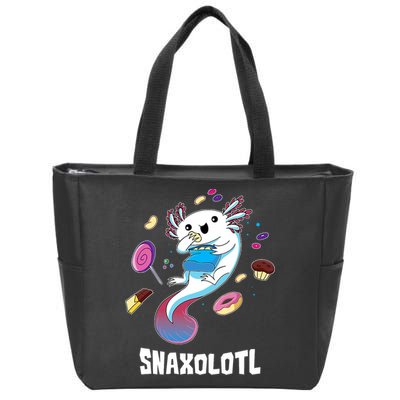 Snaxolotl Kawaii Axolotl Funny Food Lover Amphibian Pet  Zip Tote Bag