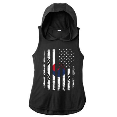 South Korean American Flag South Korea America Pride Ladies PosiCharge Tri-Blend Wicking Draft Hoodie Tank