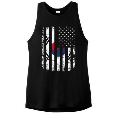 South Korean American Flag South Korea America Pride Ladies PosiCharge Tri-Blend Wicking Tank