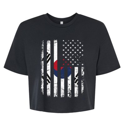 South Korean American Flag South Korea America Pride Bella+Canvas Jersey Crop Tee