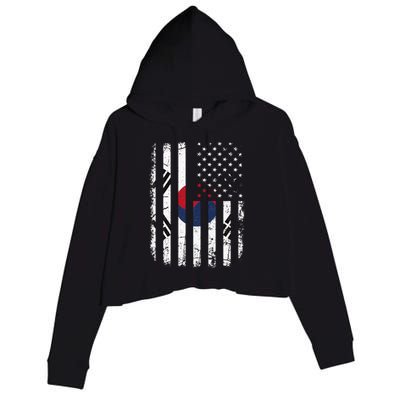 South Korean American Flag South Korea America Pride Crop Fleece Hoodie