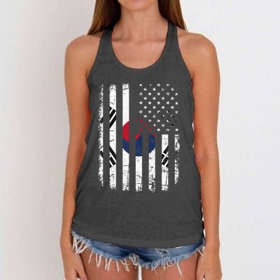 South Korean American Flag South Korea America Pride Women's Knotted Racerback Tank