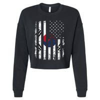 South Korean American Flag South Korea America Pride Cropped Pullover Crew