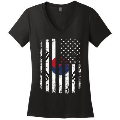 South Korean American Flag South Korea America Pride Women's V-Neck T-Shirt