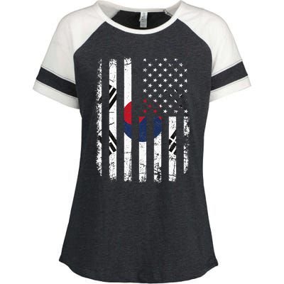 South Korean American Flag South Korea America Pride Enza Ladies Jersey Colorblock Tee