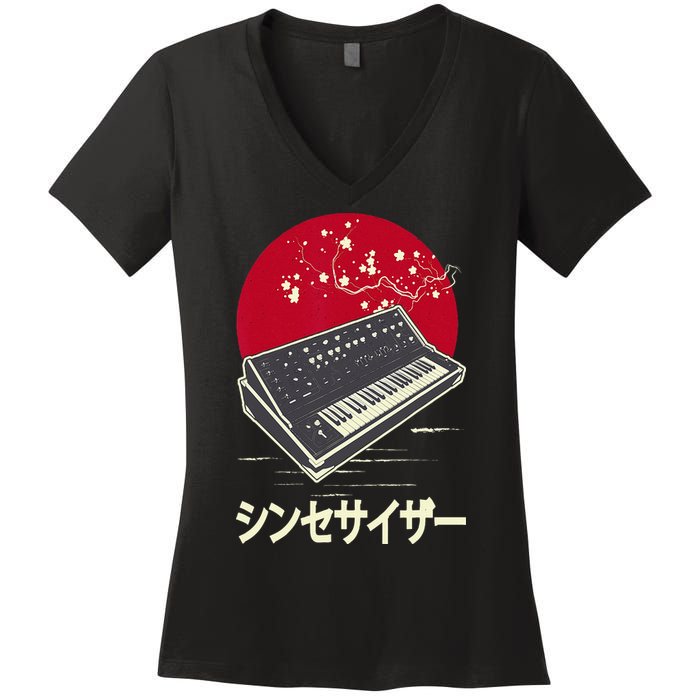 Synthesizer Keyboard Analog Modular Japanese Synth Women's V-Neck T-Shirt