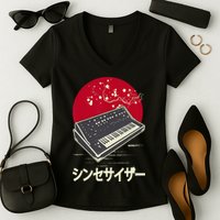 Synthesizer Keyboard Analog Modular Japanese Synth Women's V-Neck T-Shirt