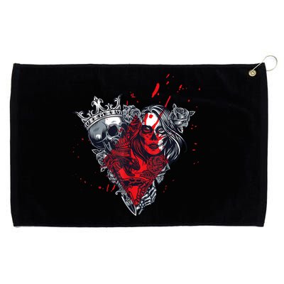 Skull King And Goth Catrina Queen Of Diamonds Couple Grommeted Golf Towel