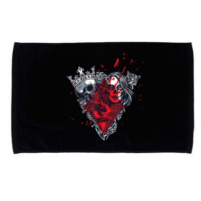 Skull King And Goth Catrina Queen Of Diamonds Couple Microfiber Hand Towel