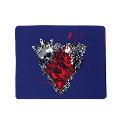 Skull King And Goth Catrina Queen Of Diamonds Couple Mousepad