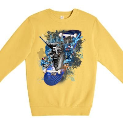 Skateboard Collage Premium Crewneck Sweatshirt