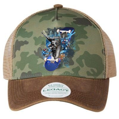 Skateboard Collage Legacy Tie Dye Trucker Hat