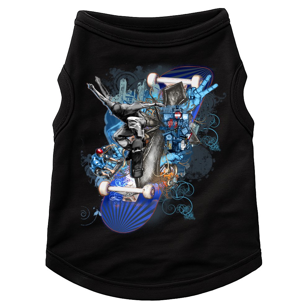 Skateboard Collage Doggie Tank