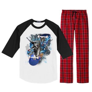 Skateboard Collage Raglan Sleeve Pajama Set