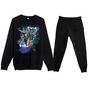 Skateboard Collage Premium Crewneck Sweatsuit Set