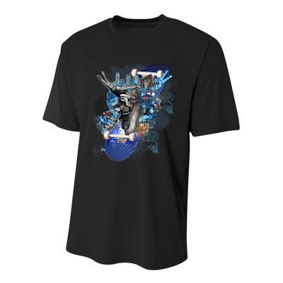Skateboard Collage Youth Performance Sprint T-Shirt