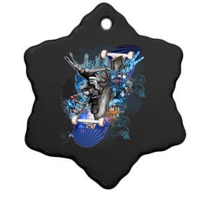 Skateboard Collage Ceramic Star Ornament