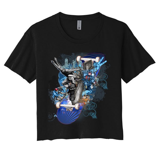 Skateboard Collage Crop Top