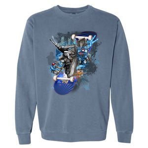 Skateboard Collage Garment-Dyed Sweatshirt