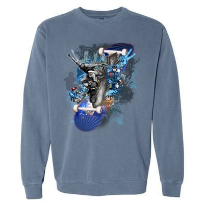 Skateboard Collage Garment-Dyed Sweatshirt