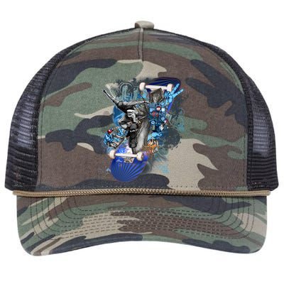 Skateboard Collage Retro Rope Trucker Hat Cap