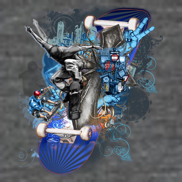 Skateboard Collage Tall T-Shirt