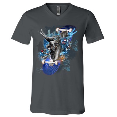Skateboard Collage V-Neck T-Shirt