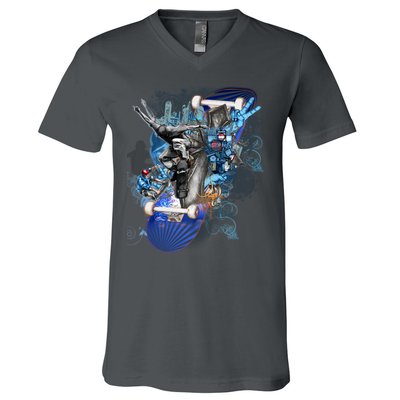 Skateboard Collage V-Neck T-Shirt