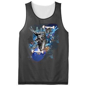 Skateboard Collage Mesh Reversible Basketball Jersey Tank