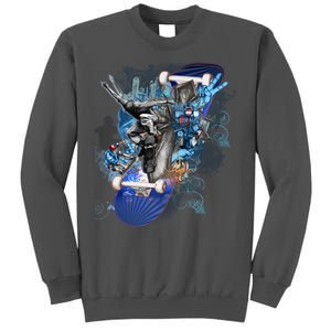 Skateboard Collage Tall Sweatshirt