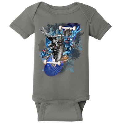 Skateboard Collage Baby Bodysuit