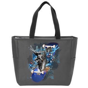 Skateboard Collage Zip Tote Bag