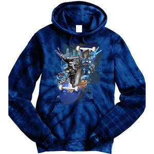 Skateboard Collage Tie Dye Hoodie