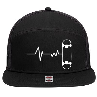 Skateboard Heartbeat Pulse 7 Panel Mesh Trucker Snapback Hat