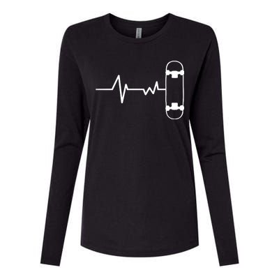 Skateboard Heartbeat Pulse Womens Cotton Relaxed Long Sleeve T-Shirt