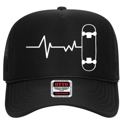 Skateboard Heartbeat Pulse High Crown Mesh Back Trucker Hat