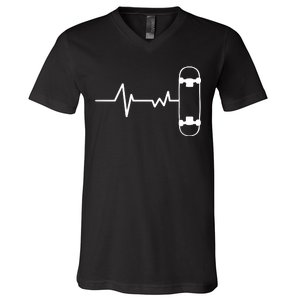 Skateboard Heartbeat Pulse V-Neck T-Shirt