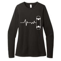 Skateboard Heartbeat Pulse Womens CVC Long Sleeve Shirt