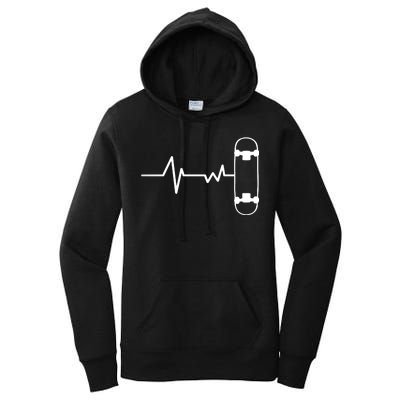 Skateboard Heartbeat Pulse Women's Pullover Hoodie