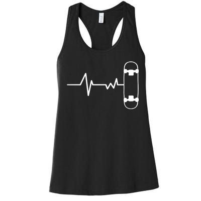 Skateboard Heartbeat Pulse Women's Racerback Tank