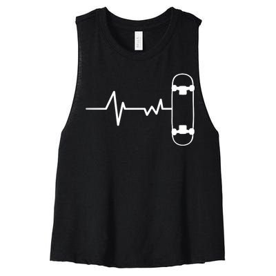 Skateboard Heartbeat Pulse Women's Racerback Cropped Tank