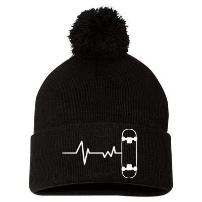 Skateboard Heartbeat Pulse Pom Pom 12in Knit Beanie