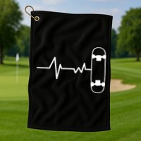 Skateboard Heartbeat Pulse Golf Towel