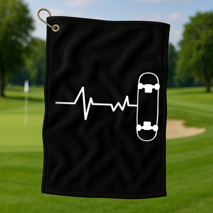 Skateboard Heartbeat Pulse Golf Towel