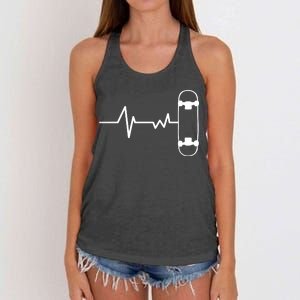 Skateboard Heartbeat Pulse Women's Knotted Racerback Tank