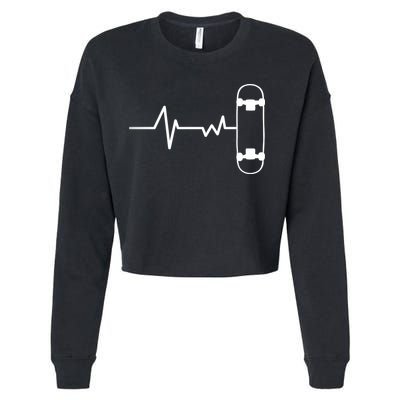 Skateboard Heartbeat Pulse Cropped Pullover Crew