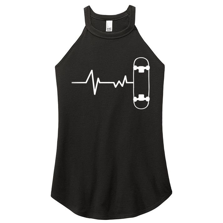 Skateboard Heartbeat Pulse Women's Perfect Tri Rocker Tank