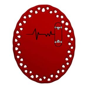 Skateboard Heartbeat Pulse Ceramic Oval Ornament