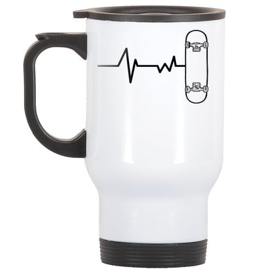 Skateboard Heartbeat Pulse Stainless Steel Travel Mug